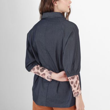 Blusa Cuello Camisero Manga Al Codo