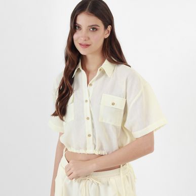 Blusa Cuello Camisero Manga Corta