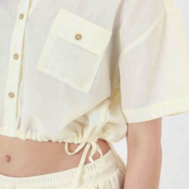 Blusa Cuello Camisero Manga Corta