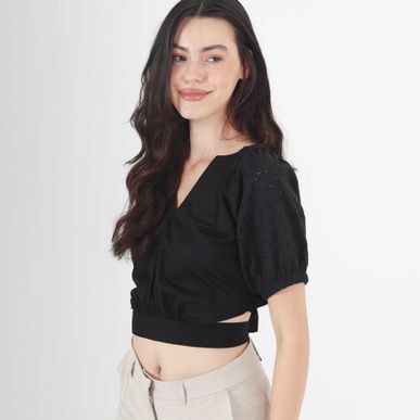 Blusa Cuello V Manga Corta