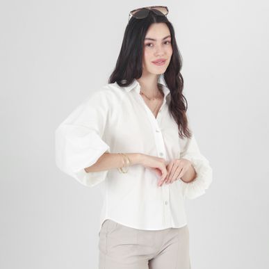 Blusa Cuello Camisero Manga 3Cuartos