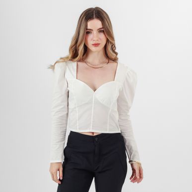 Blusa Cuello V Manga Larga