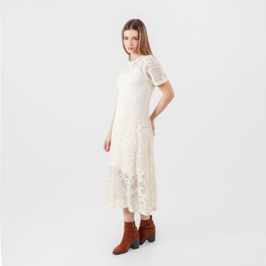 Vestido Cuello Redondo Manga Corta