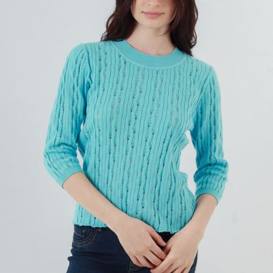 Sweater Cuello Redondo Manga Al Codo