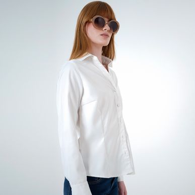 Blusa Cuello Camisero Manga Larga
