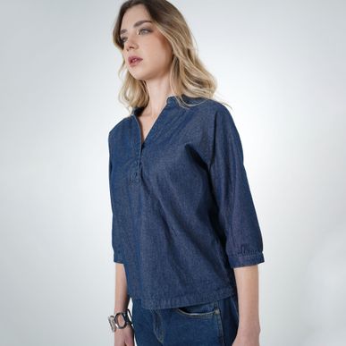 Blusa Cuello En V Manga 3/Cuartos