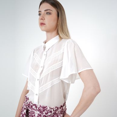 Blusa Cuello Camisero Manga Corta