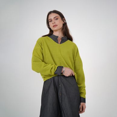 Sweater Cuello V Manga 3/ Cuartos