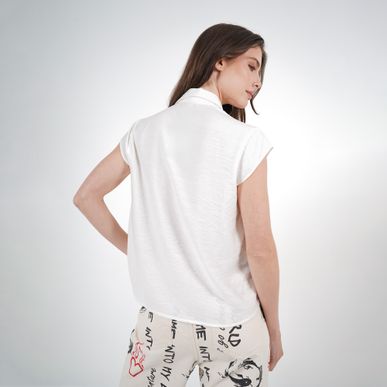 Blusa Cuello Camisero Manga Corta