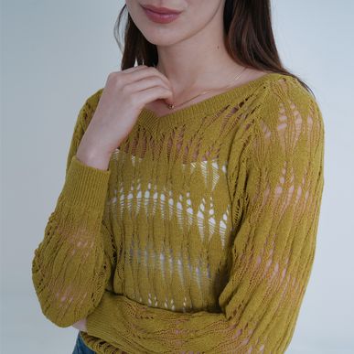 Sweater Cuello Pico Manga Larga