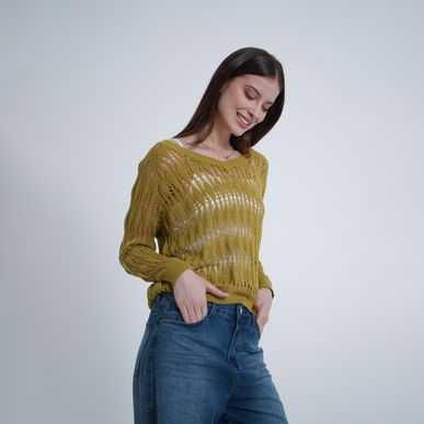 Sweater Cuello Pico Manga Larga